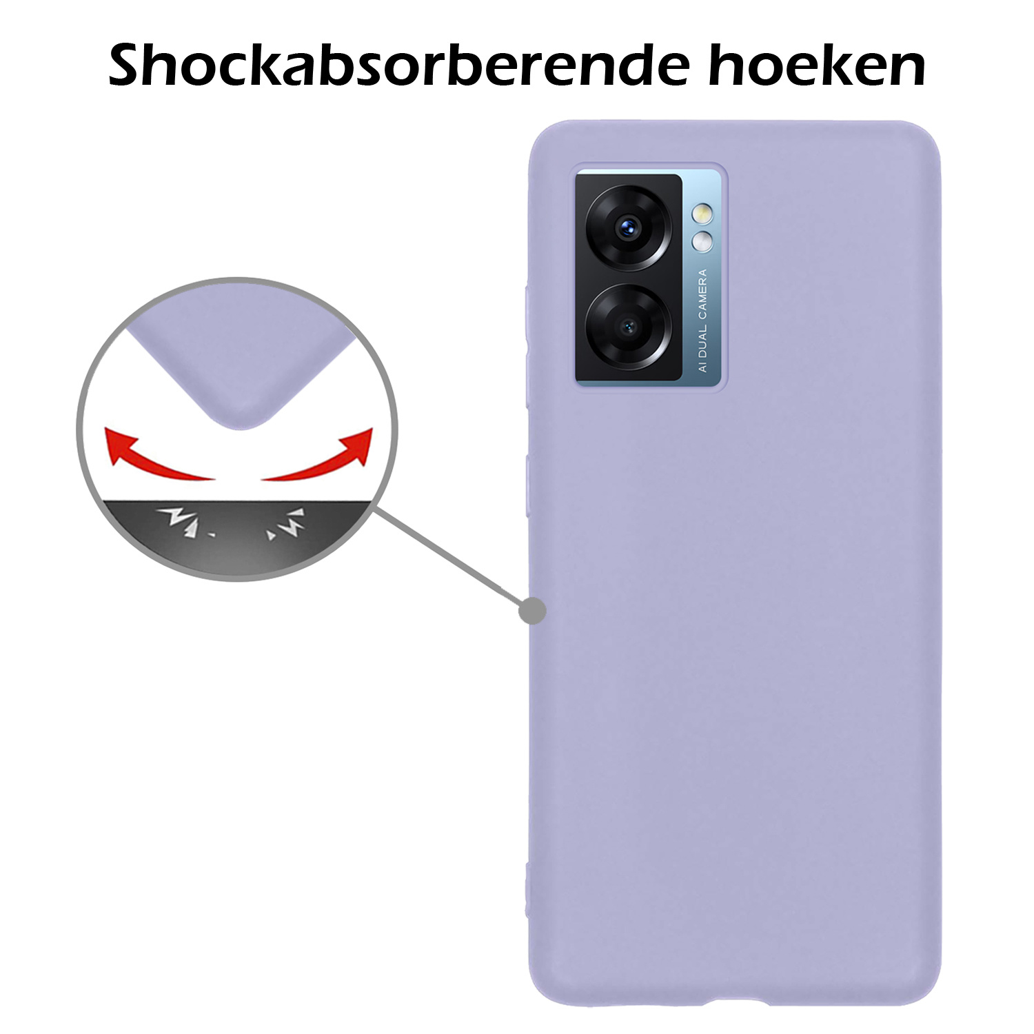 Nomfy Hoesje Geschikt voor OPPO A77 Hoesje Siliconen Cover Case - Hoes Geschikt voor OPPO A77 Hoes Back Case - Lila
