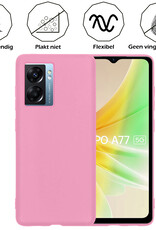 Nomfy Hoesje Geschikt voor OPPO A77 Hoesje Siliconen Cover Case - Hoes Geschikt voor OPPO A77 Hoes Back Case - Lichtroze