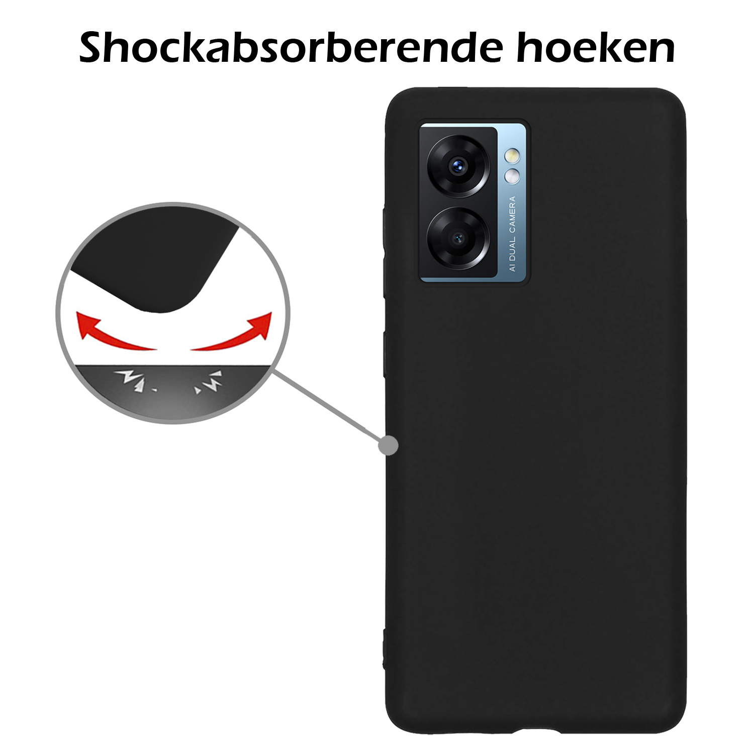 Nomfy Hoesje Geschikt voor OPPO A77 Hoesje Siliconen Cover Case - Hoes Geschikt voor OPPO A77 Hoes Back Case - Zwart