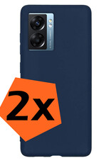Nomfy Hoesje Geschikt voor OPPO A77 Hoesje Siliconen Cover Case - Hoes Geschikt voor OPPO A77 Hoes Back Case - 2-PACK - Donkerblauw