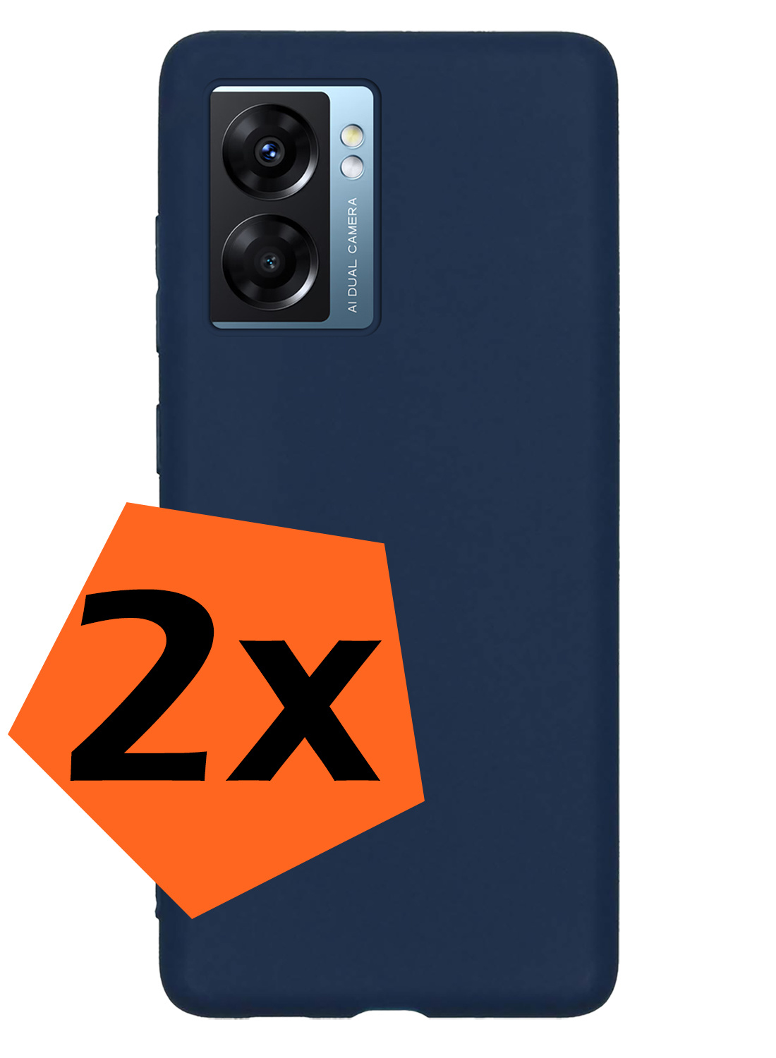 Nomfy Hoesje Geschikt voor OPPO A77 Hoesje Siliconen Cover Case - Hoes Geschikt voor OPPO A77 Hoes Back Case - 2-PACK - Donkerblauw