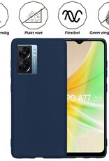 Nomfy Hoesje Geschikt voor OPPO A77 Hoesje Siliconen Cover Case - Hoes Geschikt voor OPPO A77 Hoes Back Case - 2-PACK - Donkerblauw