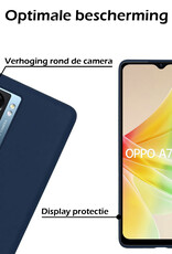 Nomfy Hoesje Geschikt voor OPPO A77 Hoesje Siliconen Cover Case - Hoes Geschikt voor OPPO A77 Hoes Back Case - 2-PACK - Donkerblauw