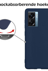 Nomfy Hoesje Geschikt voor OPPO A77 Hoesje Siliconen Cover Case - Hoes Geschikt voor OPPO A77 Hoes Back Case - 2-PACK - Donkerblauw