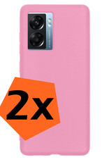 Nomfy Hoesje Geschikt voor OPPO A77 Hoesje Siliconen Cover Case - Hoes Geschikt voor OPPO A77 Hoes Back Case - 2-PACK - Lichtroze