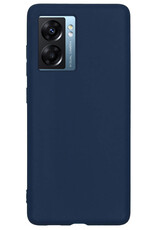 NoXx Hoes Geschikt voor OPPO A77 Hoesje Cover Siliconen Back Case Hoes - Donkerblauw - 2x