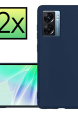 NoXx Hoes Geschikt voor OPPO A77 Hoesje Cover Siliconen Back Case Hoes - Donkerblauw - 2x