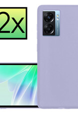 NoXx Hoes Geschikt voor OPPO A77 Hoesje Cover Siliconen Back Case Hoes - Lila - 2x