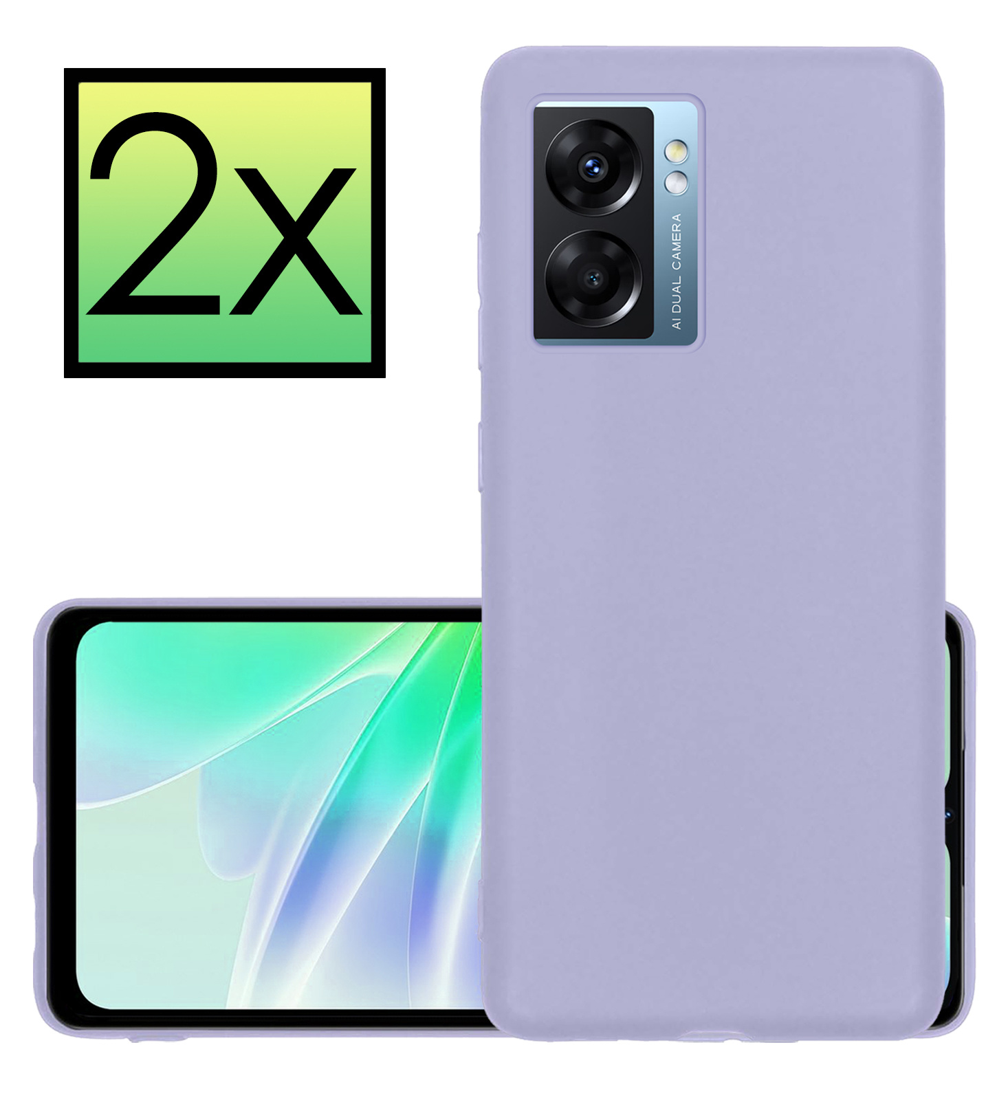 NoXx Hoes Geschikt voor OPPO A77 Hoesje Cover Siliconen Back Case Hoes - Lila - 2x