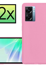 NoXx Hoes Geschikt voor OPPO A77 Hoesje Cover Siliconen Back Case Hoes - Lichtroze - 2x