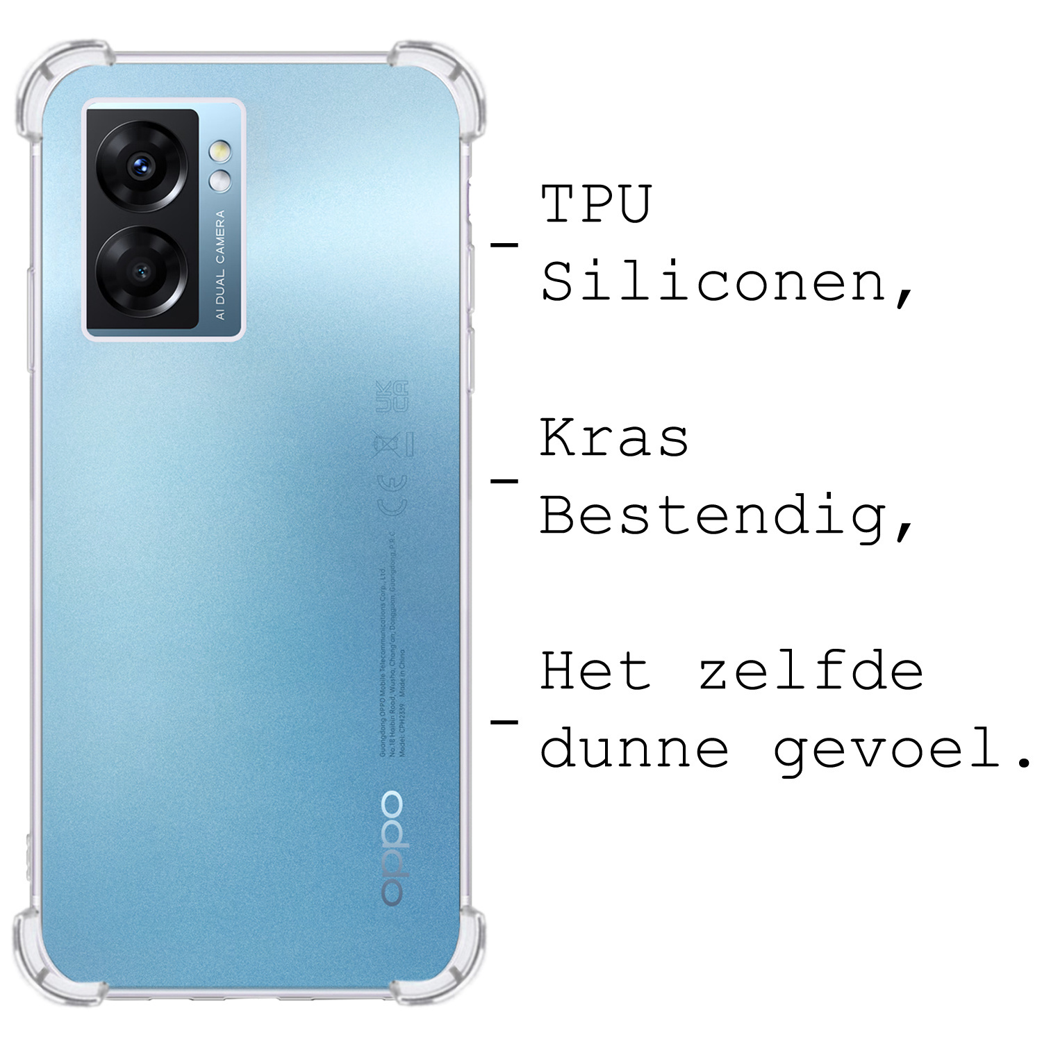 BASEY. Hoes Geschikt voor OPPO A77 Hoesje Shock Proof Case Hoes Siliconen Met Screenprotector - Hoesje Geschikt voor OPPO A77 Hoes Cover Shockproof - Transparant