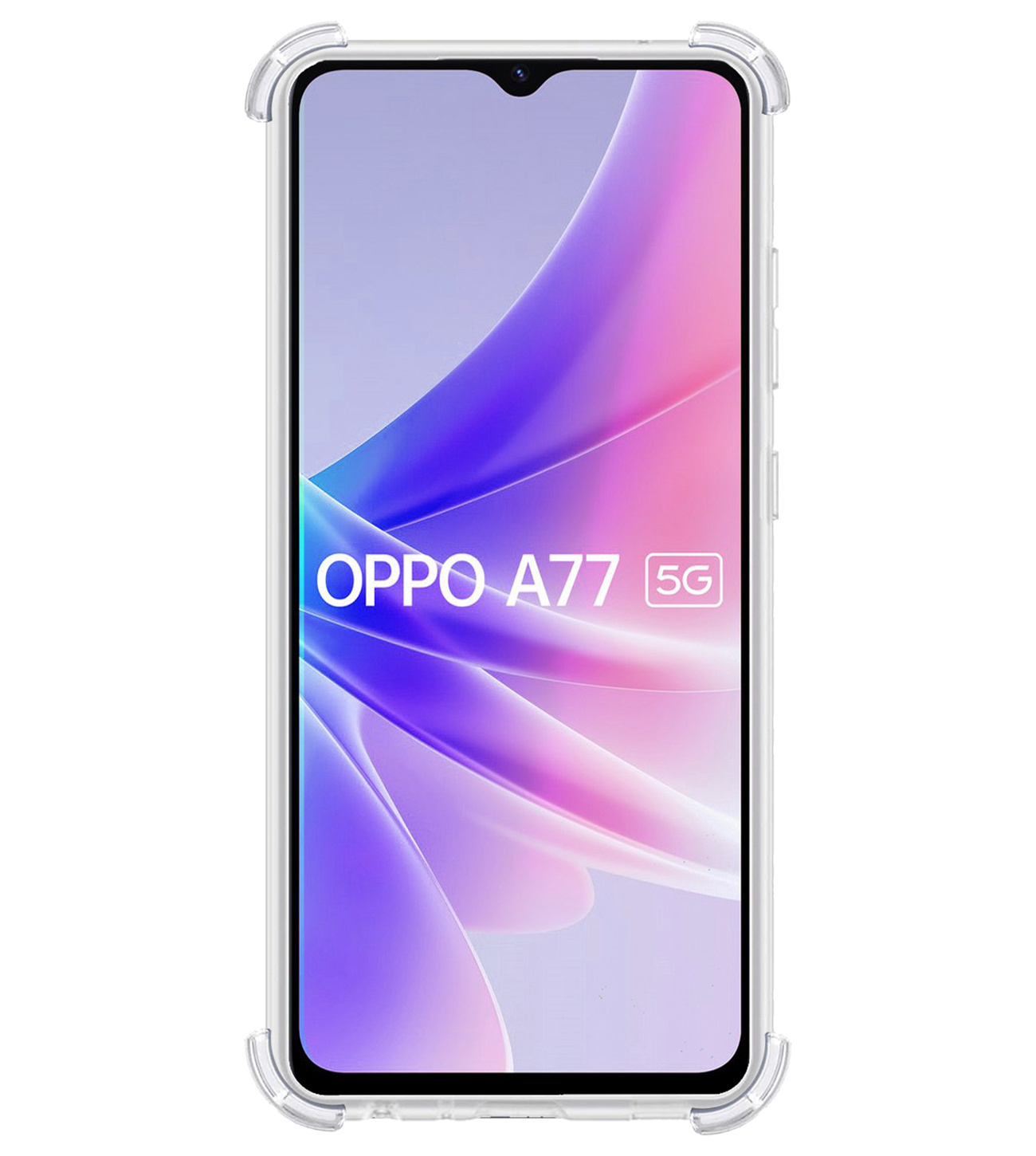 BASEY. Hoes Geschikt voor OPPO A77 Hoesje Shock Proof Case Hoes Siliconen Met 2x Screenprotector - Hoesje Geschikt voor OPPO A77 Hoes Cover Shockproof - Transparant