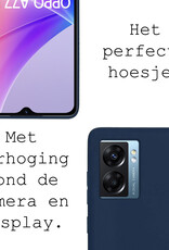 BASEY. Hoes Geschikt voor OPPO A77 Hoesje Siliconen Back Cover Case Met Screenprotector - Hoesje Geschikt voor OPPO A77 Hoes Cover Hoesje - Donkerblauw