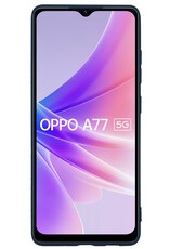 BASEY. Hoes Geschikt voor OPPO A77 Hoesje Siliconen Back Cover Case Met Screenprotector - Hoesje Geschikt voor OPPO A77 Hoes Cover Hoesje - Donkerblauw