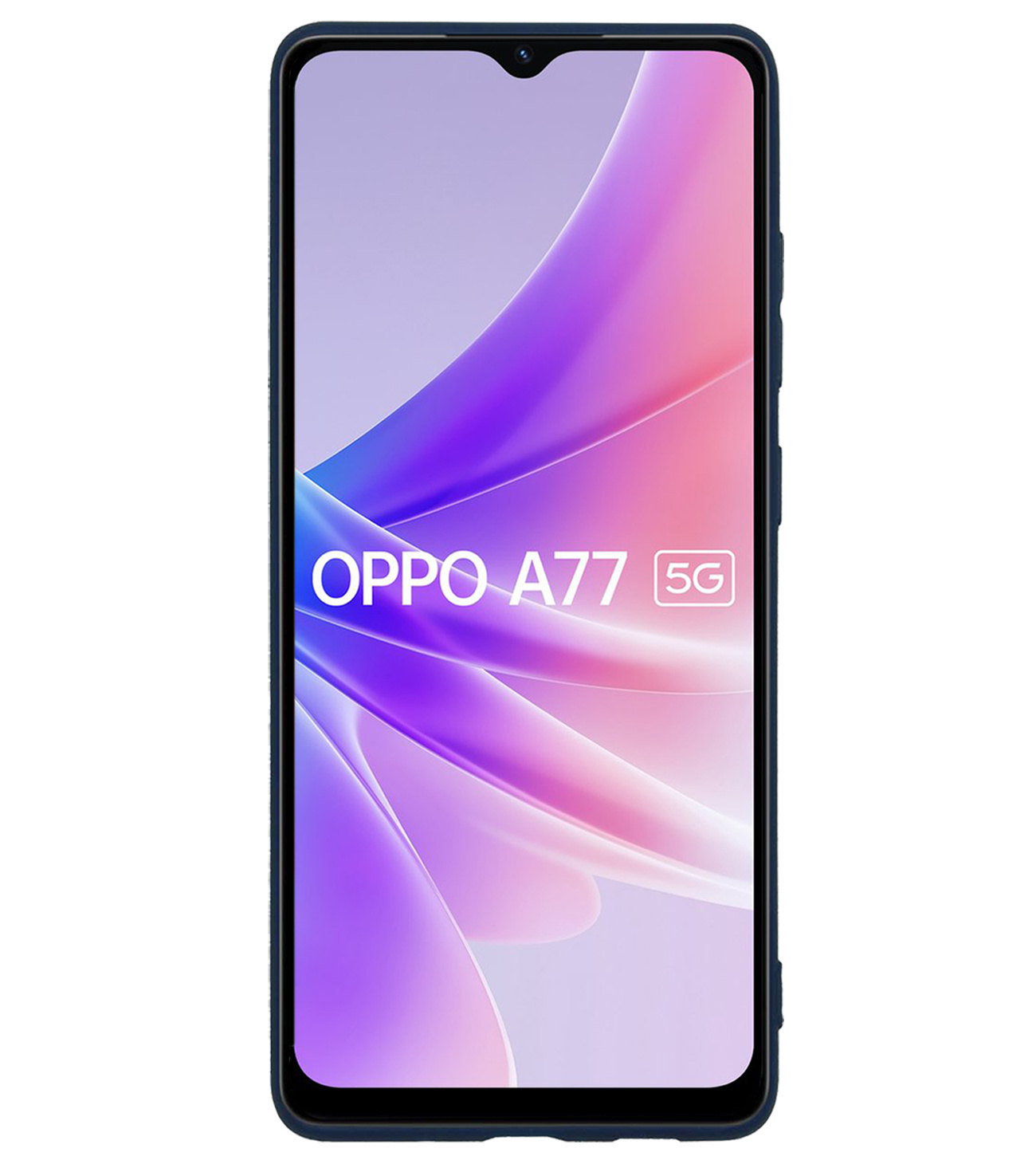 BASEY. Hoes Geschikt voor OPPO A77 Hoesje Siliconen Back Cover Case Met Screenprotector - Hoesje Geschikt voor OPPO A77 Hoes Cover Hoesje - Donkerblauw