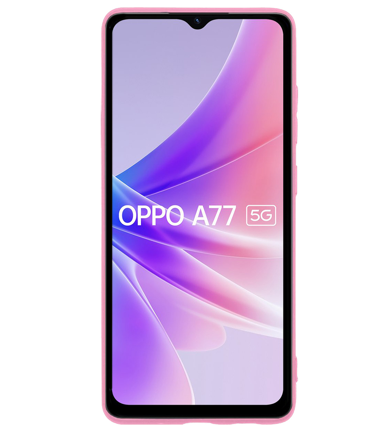 BASEY. Hoes Geschikt voor OPPO A77 Hoesje Siliconen Back Cover Case Met Screenprotector - Hoesje Geschikt voor OPPO A77 Hoes Cover Hoesje - Lichtroze