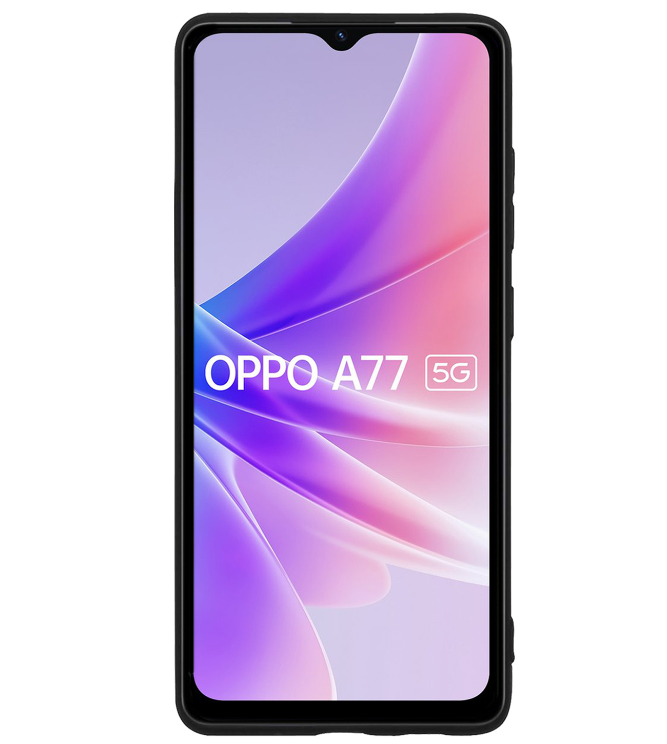 BASEY. Hoes Geschikt voor OPPO A77 Hoesje Siliconen Back Cover Case Met Screenprotector - Hoesje Geschikt voor OPPO A77 Hoes Cover Hoesje - Zwart