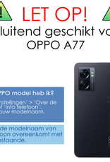 NoXx Hoes Geschikt voor OPPO A77 Hoesje Cover Siliconen Back Case Hoes Met Screenprotector - Donkerblauw