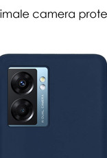 NoXx Hoes Geschikt voor OPPO A77 Hoesje Cover Siliconen Back Case Hoes Met Screenprotector - Donkerblauw