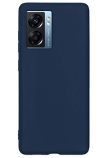 NoXx Hoes Geschikt voor OPPO A77 Hoesje Cover Siliconen Back Case Hoes Met Screenprotector - Donkerblauw