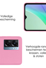 NoXx Hoes Geschikt voor OPPO A77 Hoesje Cover Siliconen Back Case Hoes Met Screenprotector - Lichtroze