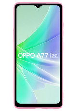 NoXx Hoes Geschikt voor OPPO A77 Hoesje Cover Siliconen Back Case Hoes Met Screenprotector - Lichtroze