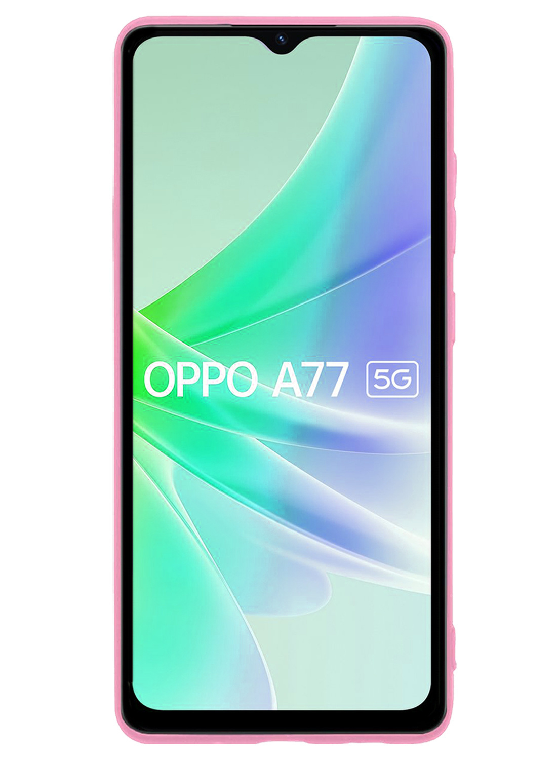 NoXx Hoes Geschikt voor OPPO A77 Hoesje Cover Siliconen Back Case Hoes Met Screenprotector - Lichtroze