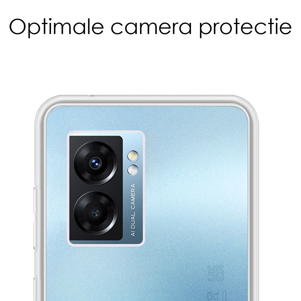 NoXx Hoes Geschikt voor OPPO A77 Hoesje Cover Siliconen Back Case Hoes Met Screenprotector - Transparant