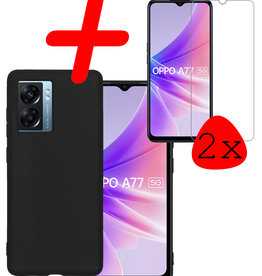 BASEY. BASEY. OPPO A77 Hoesje Siliconen Met 2x Screenprotector - Zwart