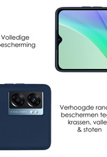 NoXx Hoes Geschikt voor OPPO A77 Hoesje Cover Siliconen Back Case Hoes Met 2x Screenprotector - Donkerblauw