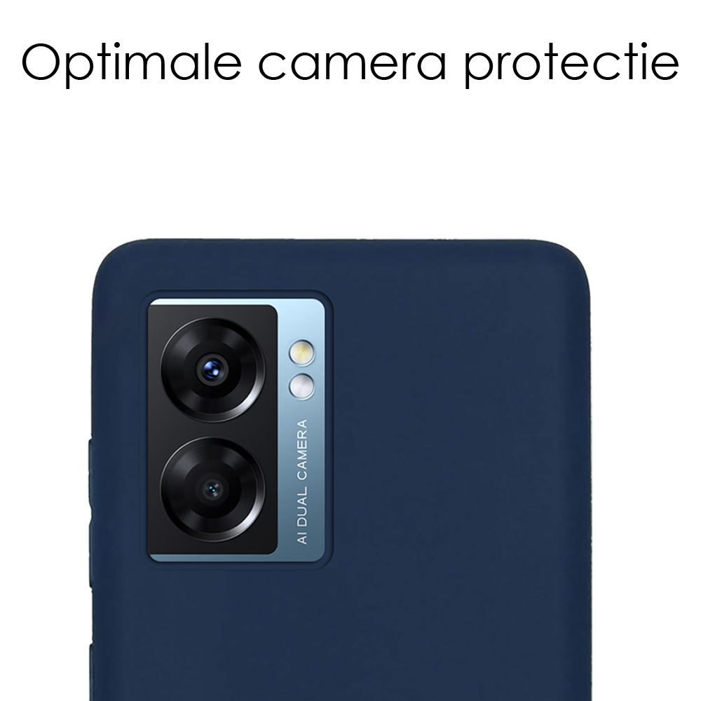 NoXx Hoes Geschikt voor OPPO A77 Hoesje Cover Siliconen Back Case Hoes Met 2x Screenprotector - Donkerblauw