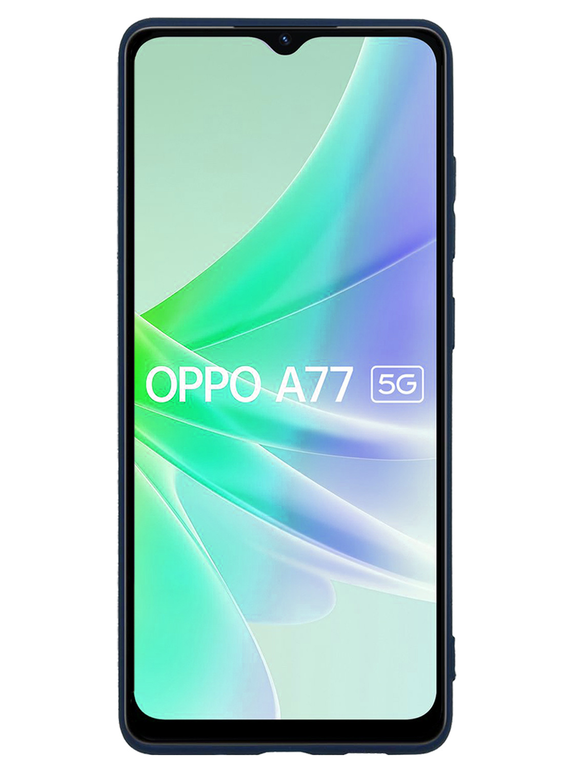 NoXx Hoes Geschikt voor OPPO A77 Hoesje Cover Siliconen Back Case Hoes Met 2x Screenprotector - Donkerblauw