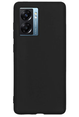 NoXx Hoes Geschikt voor OPPO A77 Hoesje Cover Siliconen Back Case Hoes Met 2x Screenprotector - Zwart