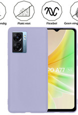 Nomfy Hoesje Geschikt voor OPPO A77 Hoesje Siliconen Cover Case Met Screenprotector - Hoes Geschikt voor OPPO A77 Hoes Back Case - Lila