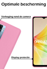 Nomfy Hoesje Geschikt voor OPPO A77 Hoesje Siliconen Cover Case Met Screenprotector - Hoes Geschikt voor OPPO A77 Hoes Back Case - Lichtroze