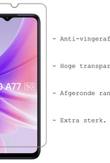 BASEY. Hoes Geschikt voor OPPO A77 Hoesje Siliconen Back Cover Case Met 2x Screenprotector - Hoesje Geschikt voor OPPO A77 Hoes Cover Hoesje - Donkerblauw