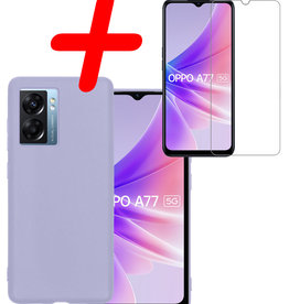 BASEY. BASEY. OPPO A77 Hoesje Siliconen Met Screenprotector - Lila