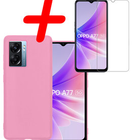 BASEY. BASEY. OPPO A77 Hoesje Siliconen Met Screenprotector - Lichtroze