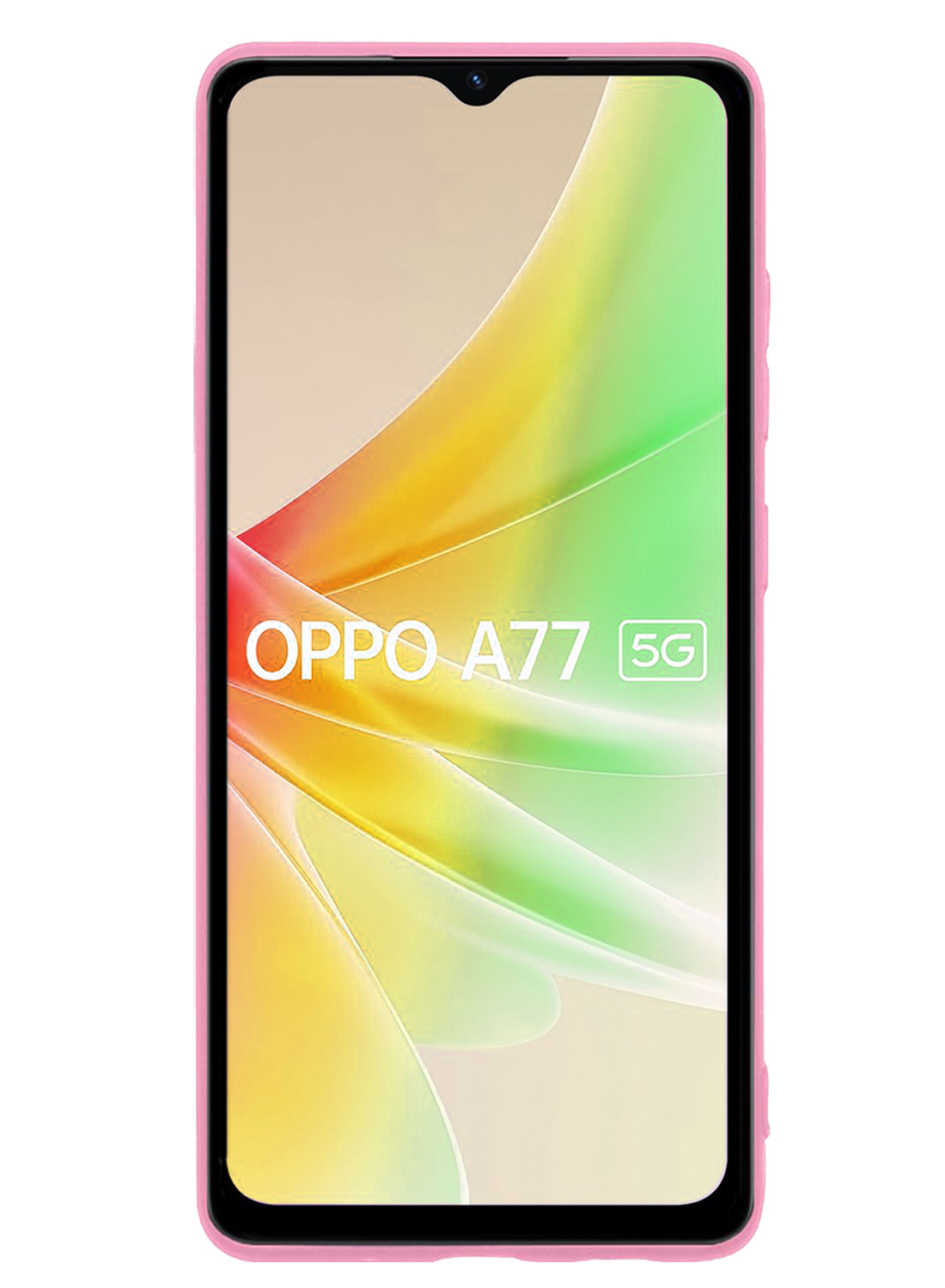 Nomfy Hoesje Geschikt voor OPPO A77 Hoesje Siliconen Cover Case Met 2x Screenprotector - Hoes Geschikt voor OPPO A77 Hoes Back Case - Lichtroze