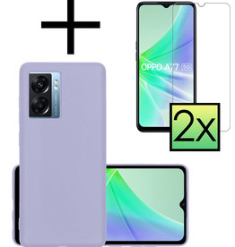 NoXx NoXx OPPO A77 Hoesje Siliconen Met 2x Screenprotector - Lila