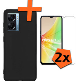 Nomfy Nomfy OPPO A77 Hoesje Siliconen Met 2x Screenprotector - Zwart