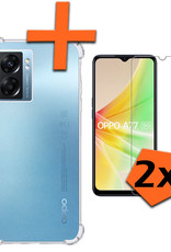 Nomfy Hoesje Geschikt voor OPPO A77 Hoesje Shock Proof Cover Case Shockproof Met 2x Screenprotector - Hoes Geschikt voor OPPO A77 Hoes Siliconen Back Case - Transparant