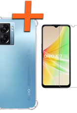 Nomfy Hoesje Geschikt voor OPPO A77 Hoesje Shock Proof Cover Case Shockproof Met Screenprotector - Hoes Geschikt voor OPPO A77 Hoes Siliconen Back Case - Transparant