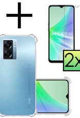 NoXx Hoes Geschikt voor OPPO A77 Hoesje Siliconen Cover Shock Proof Back Case Shockproof Hoes Met 2x Screenprotector - Transparant