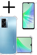 NoXx Hoes Geschikt voor OPPO A77 Hoesje Siliconen Cover Shock Proof Back Case Shockproof Hoes Met Screenprotector - Transparant