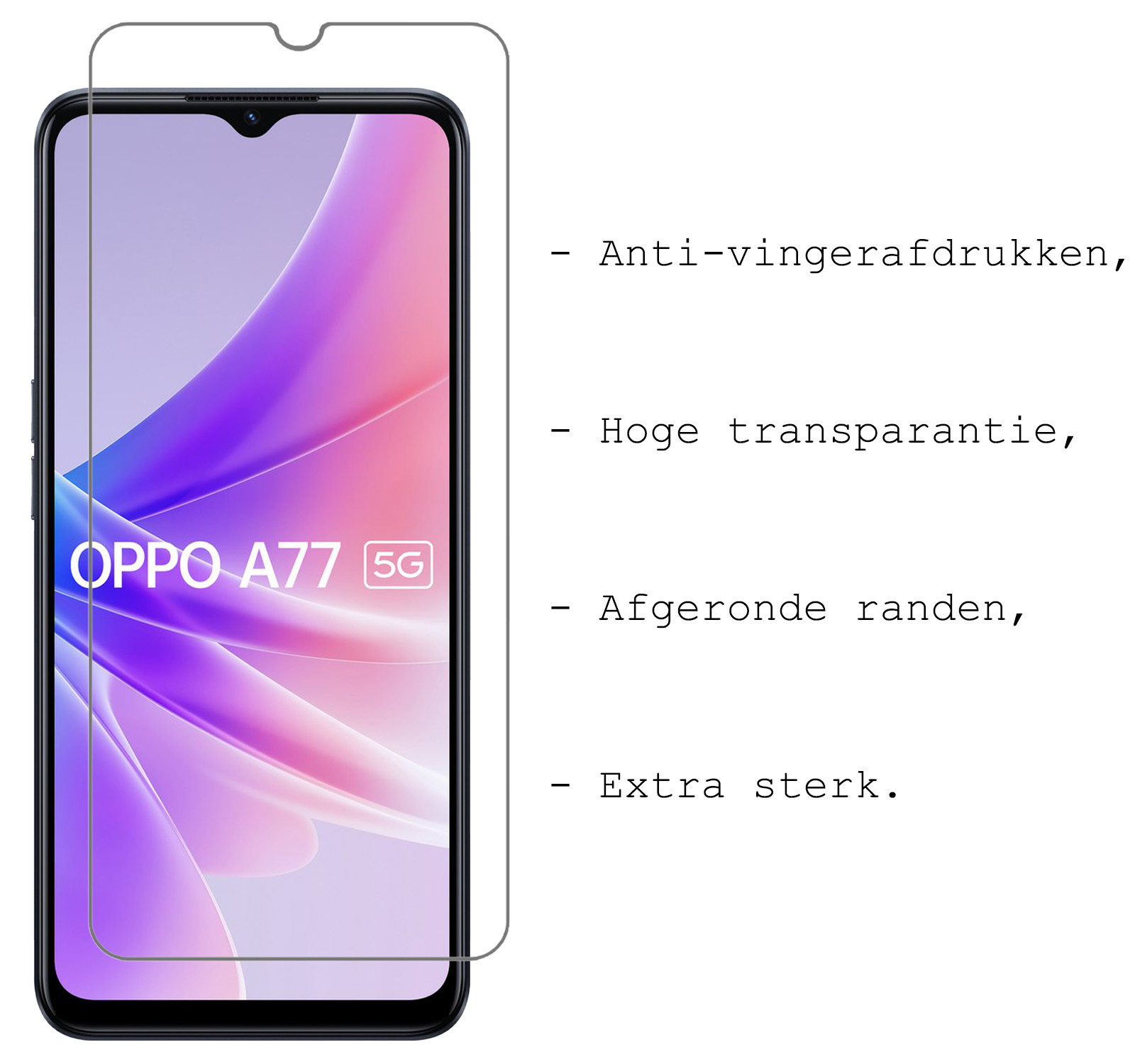 BASEY. Hoes Geschikt voor OPPO A77 Hoesje Shock Proof Case Hoes Siliconen Met 2x Screenprotector - Hoesje Geschikt voor OPPO A77 Hoes Cover Shockproof - Transparant