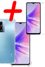 BASEY. Hoes Geschikt voor OPPO A77 Hoesje Shock Proof Case Hoes Siliconen Met Screenprotector - Hoesje Geschikt voor OPPO A77 Hoes Cover Shockproof - Transparant
