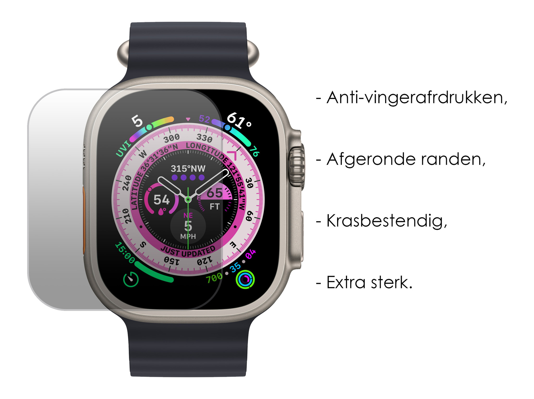 NoXx Screenprotector Geschikt voor Apple Watch Ultra Screenprotector Tempered Glass Gehard Glas - 2x