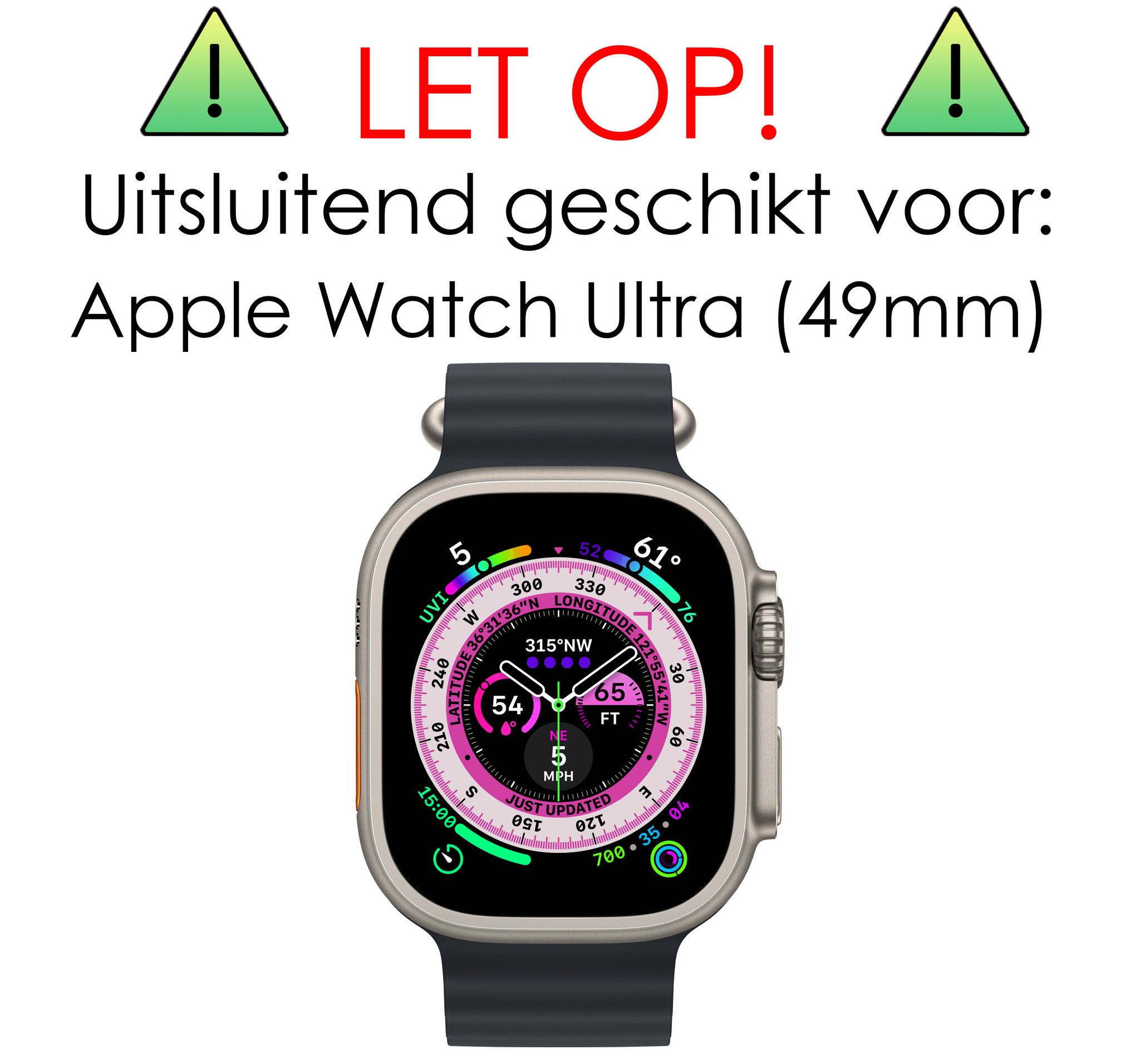 NoXx Screenprotector Geschikt voor Apple Watch Ultra Screenprotector Tempered Glass Gehard Glas - 3x