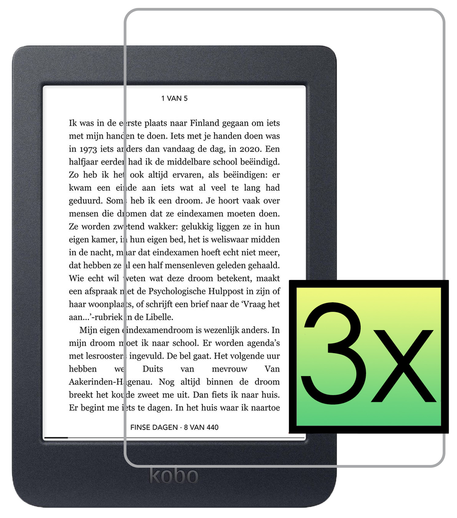 NoXx Screenprotector Geschikt voor Kobo Nia Screenprotector Bescherm Glas Tempered Glass Screen Protector - 3x